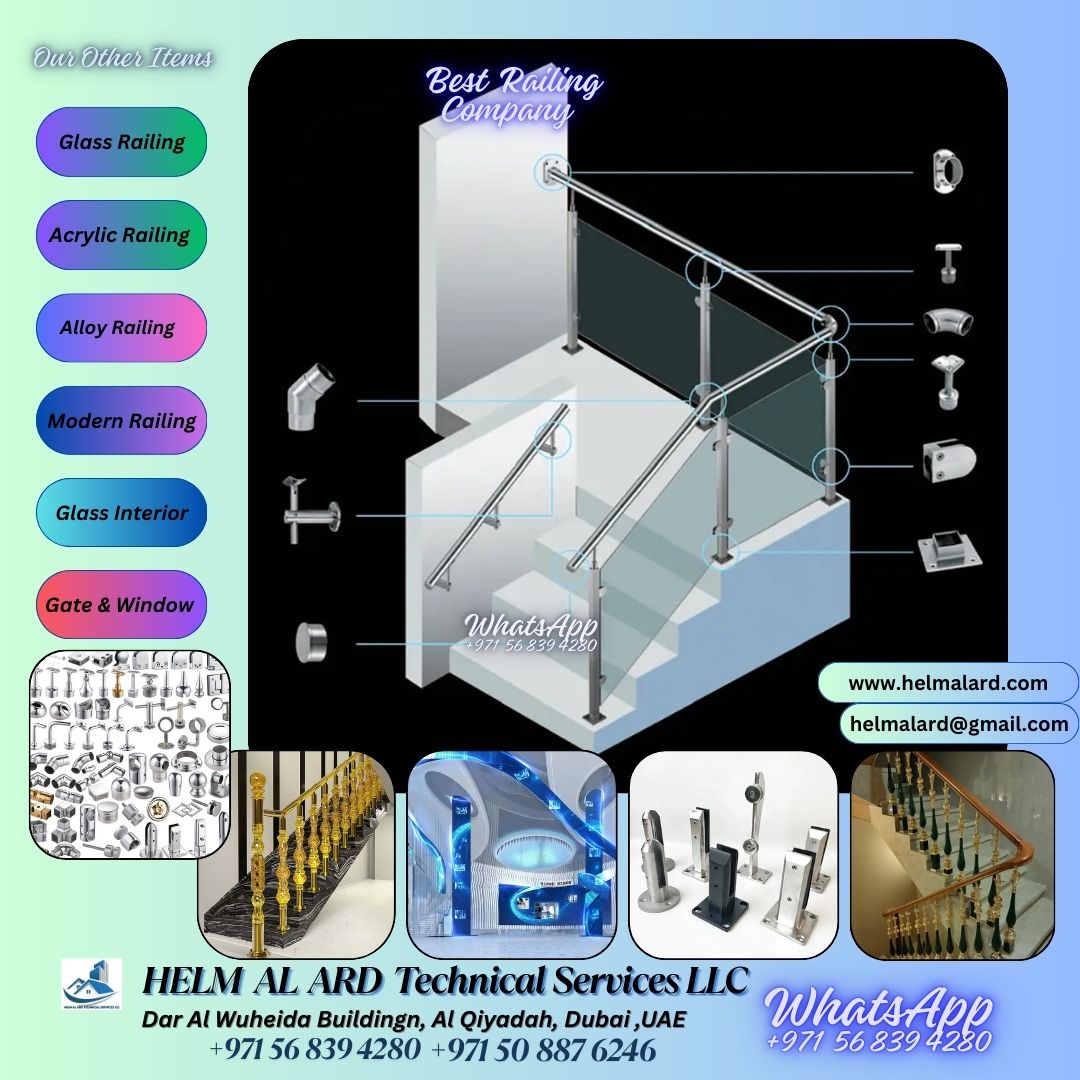 Glass Balustrades Stair Case Railing Rail UAE