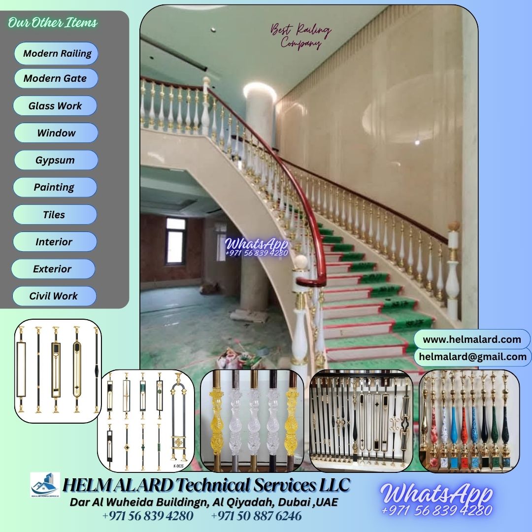 Modern Staircase fabrication Company in Dubai - Helm Alard Technical Services LLC
