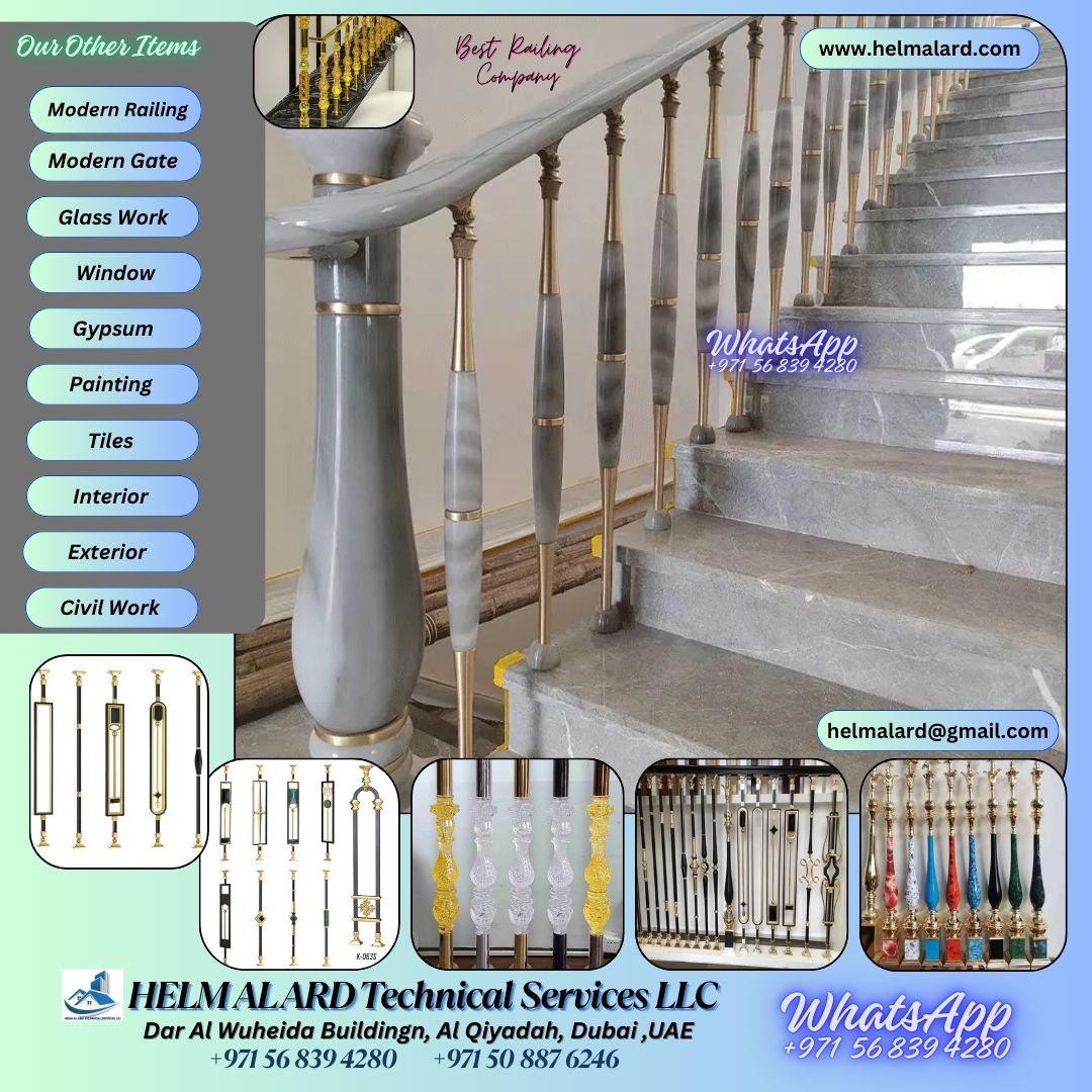 Best railing Staircase Company in Ajman, UaE - Helm Alard Technical Services LLC