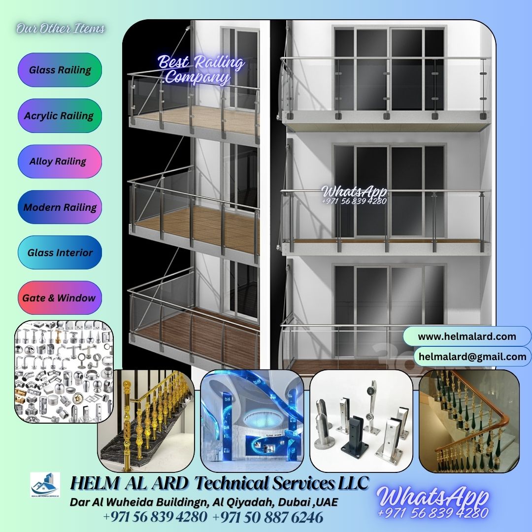 Glass balustrade handrail Detail dubai