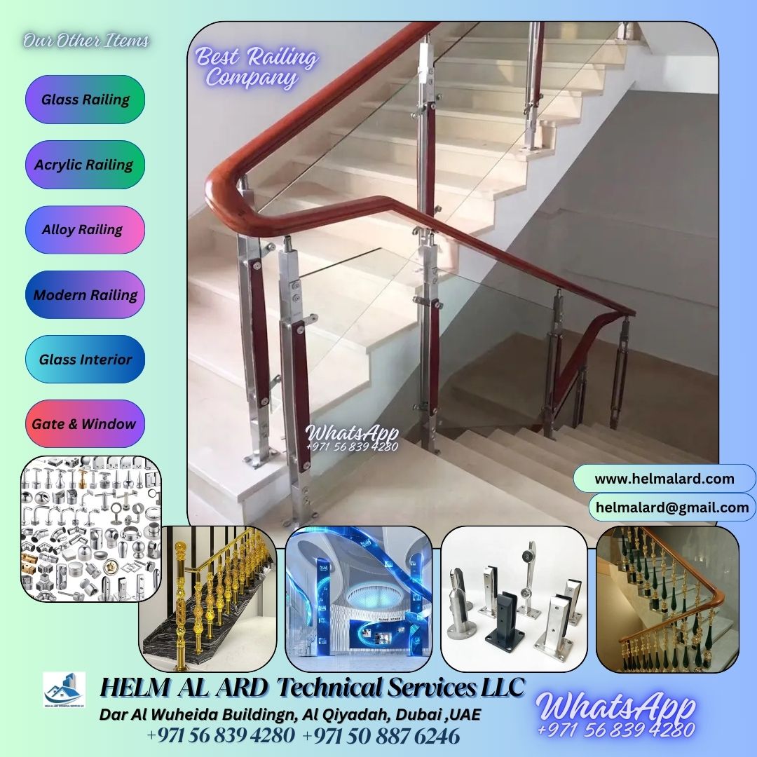 Low cast Glass handrail works in Dubai Uae