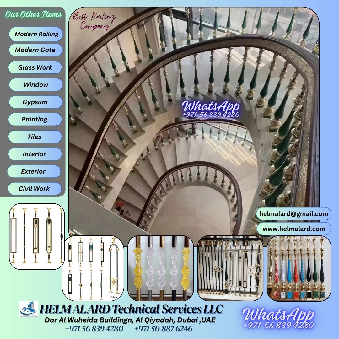 Modern Best railing Staircase In Dubai - Helm Alard Technical Services LLC