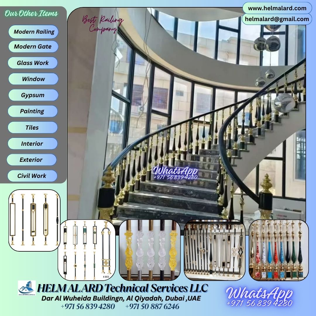 Staircase Railing, Dubai, Sharjah UAE - Helm Alard Technical Services LLC