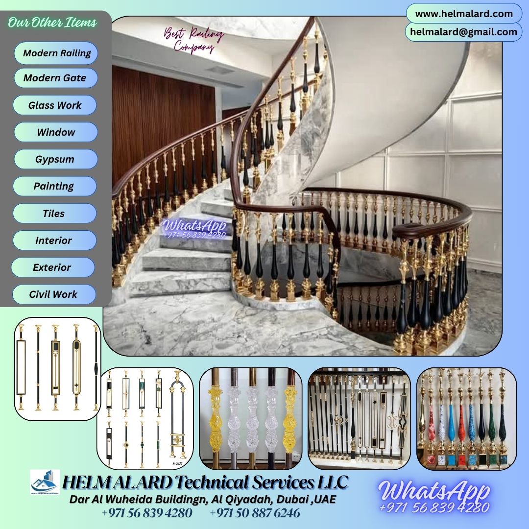 Stair Handrail Manufacturing in Dubai, uae - Helm Alard Technical Services LLC