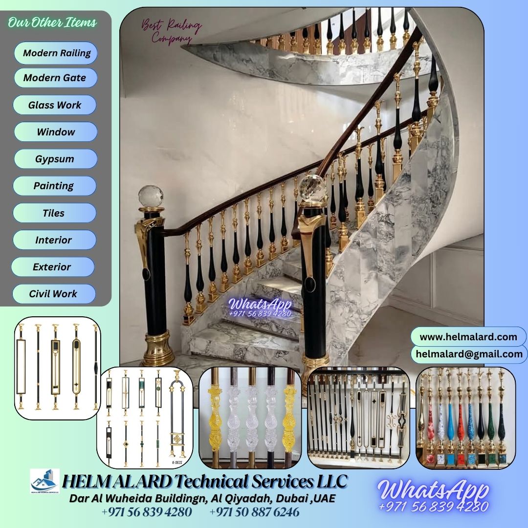 Staircase handrail Company in Sharjah, uaE - Helm Alard Technical Services LLC
